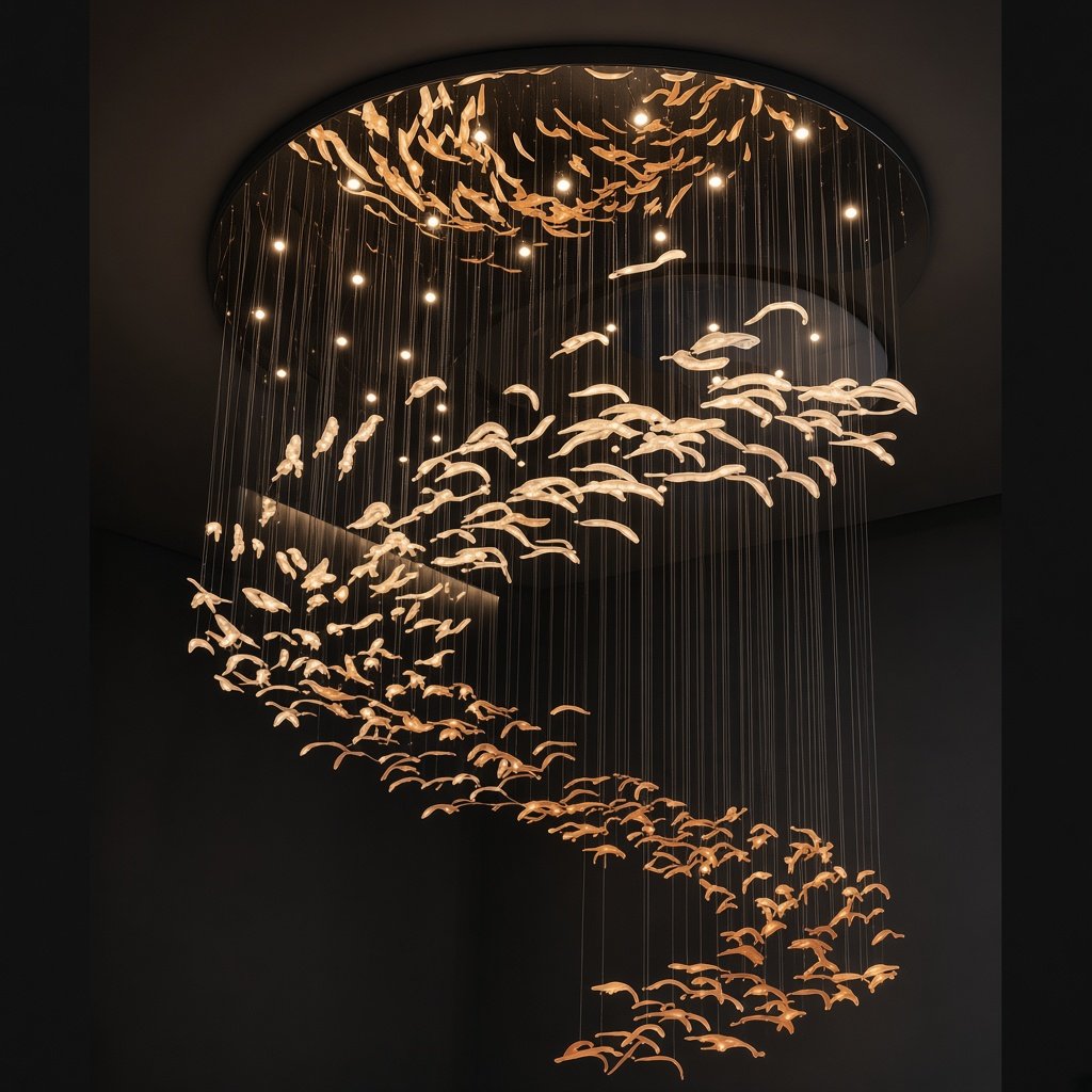 ILEN Amber Spiral Chandelier