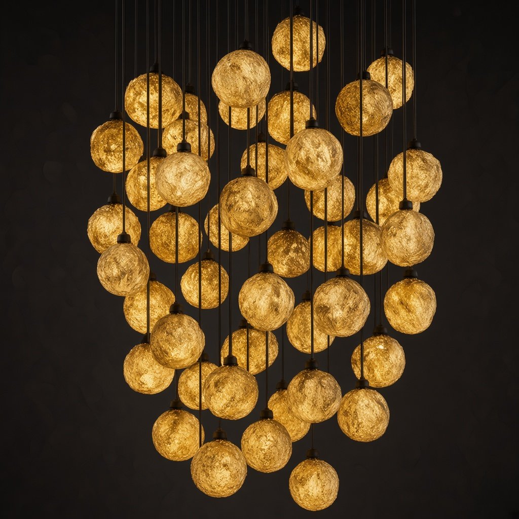ILEN Gold Orb Chandelier