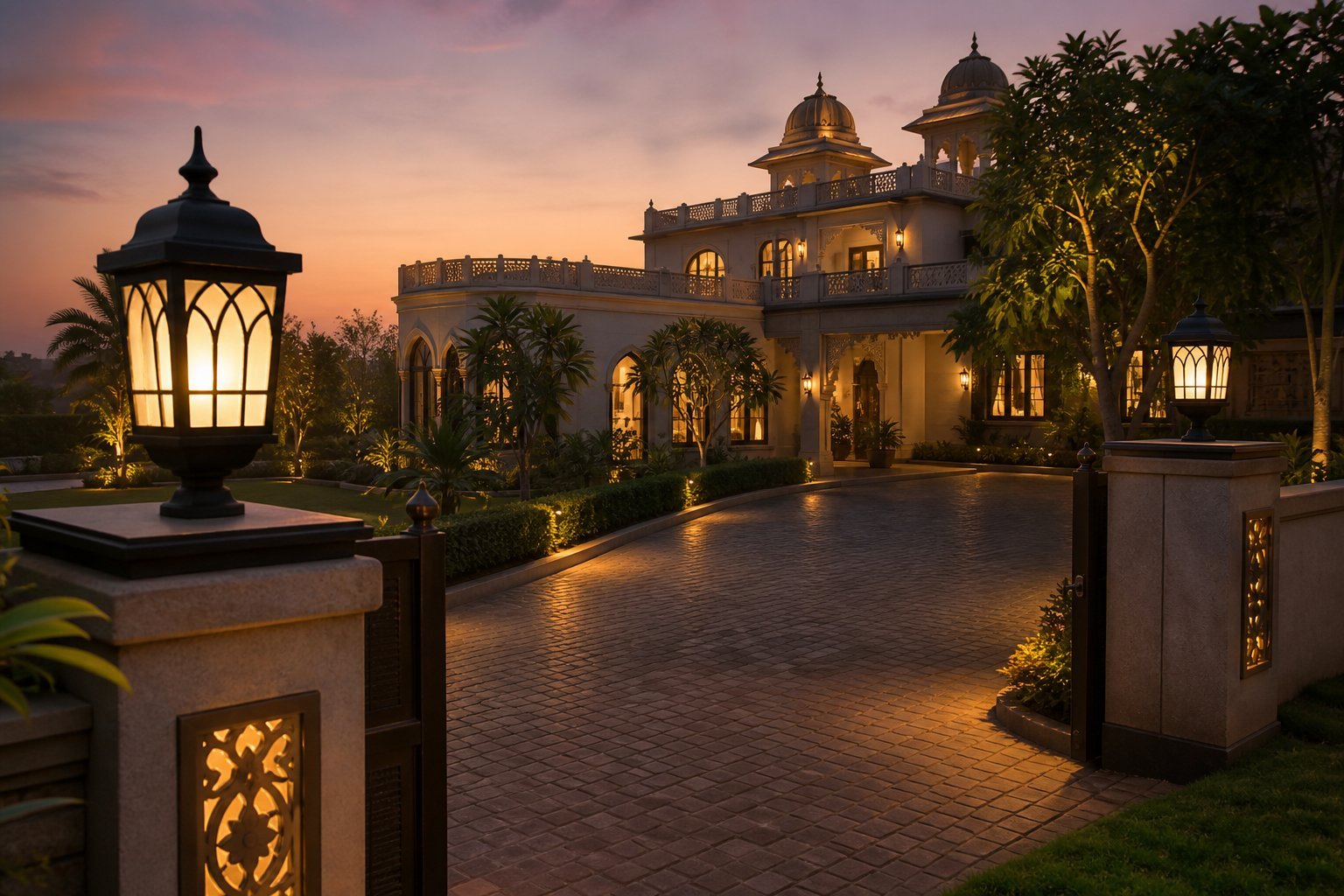 Villa driveway lighting